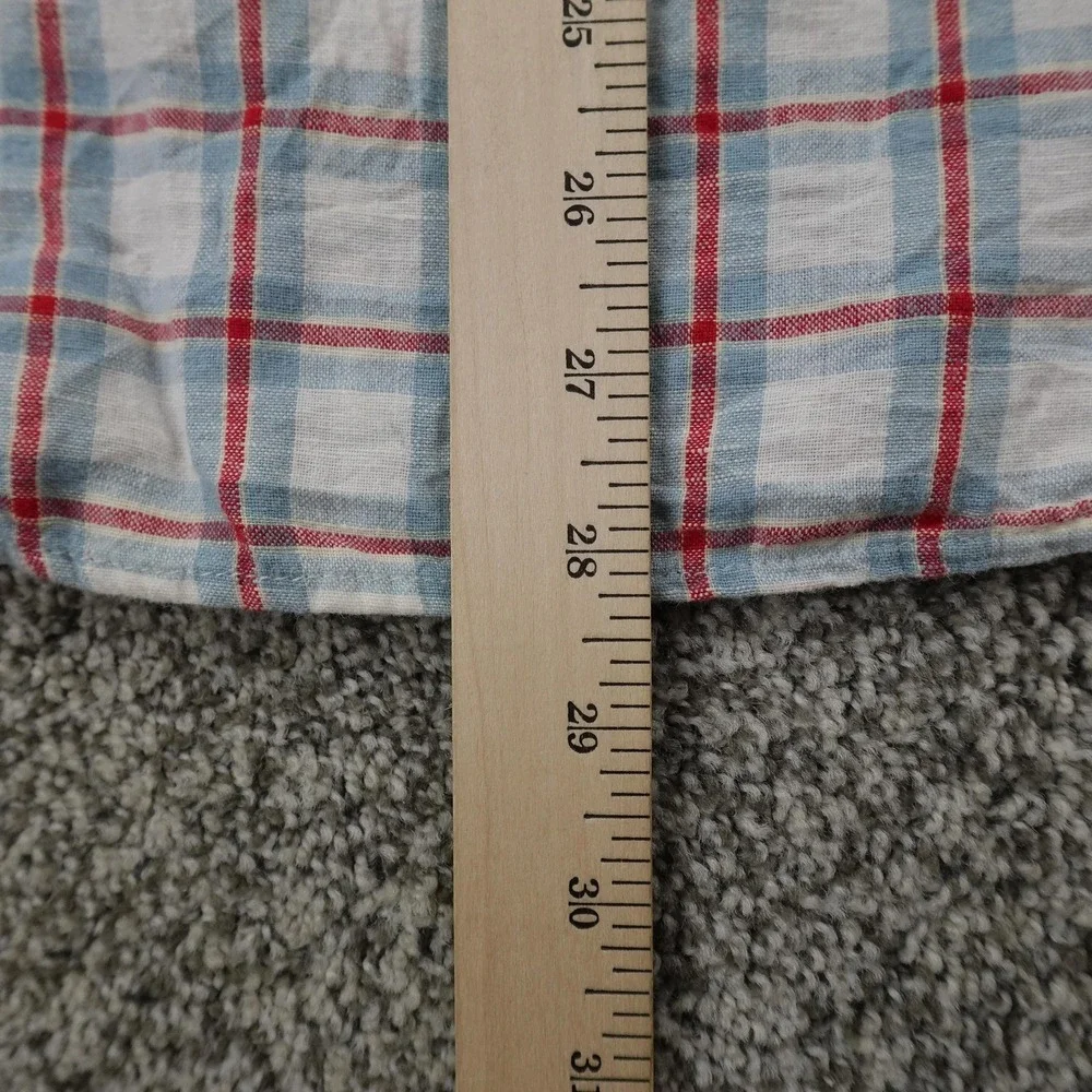Banana Republic Shirt‎ Mens S White Plaid Linen Blend Short Sleeve Lightweight